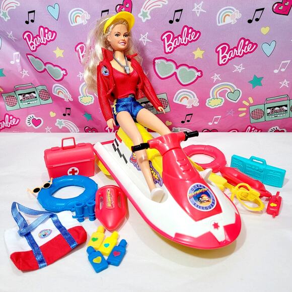 Baywatch Lifeguard Training Play Set CJ Parker Pam Anderson Doll 1997 Jet Ski - Picture 1 of 9